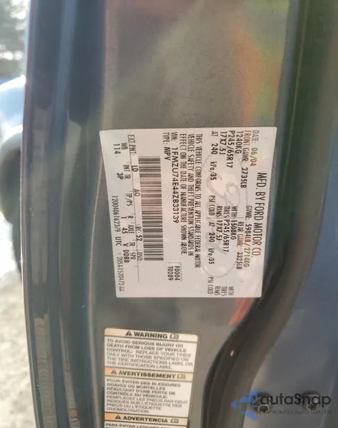 2004 Ford Explorer Eddie Bauer z USA, uszkodzony, nr VIN 1FMZU74E44ZB33139